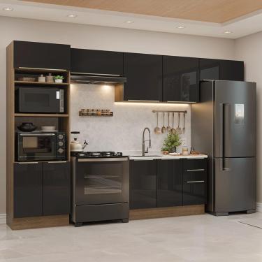 Imagem de Armário de Cozinha Completa 350 cm Rustic/Preto Lux Madesa 01