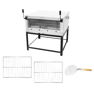 Imagem de Forno Gás Industrial Pedra Refratária Roma Inox 90 Firi90 + 2 Grades Extra + pá Pizza -...