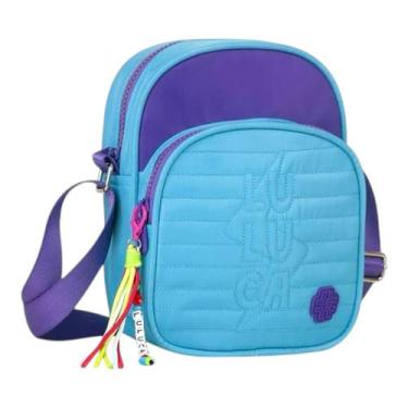 Imagem de Bolsa Feminina Transversal Luluca Azul Turquesa detalhe em Roxo - Clio
