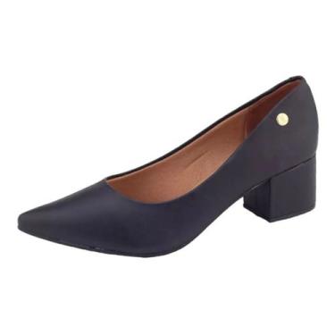 Imagem de Sapato Feminino Scarpin Salto Baixo Conforto Moderno Vizzano, Preto, 3