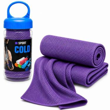 Imagem de Toalha Esportiva Gelada Refrescante com Estojo e Mosquetão Seca Rápido