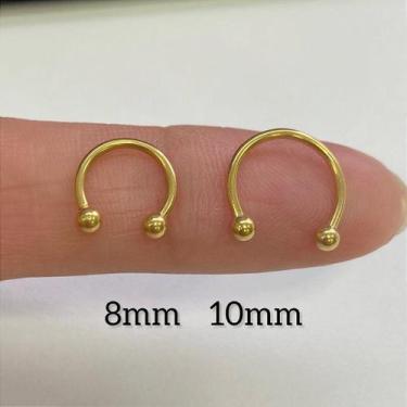 Imagem de Ferradura de aço cirúrgico para nariz 1mm com bolinhas rosqueáveis - n