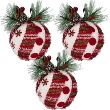 Imagem de Kit 3 Bolas De Natal Árvore De Natal Enfeite 75mm Natalino - Genérico