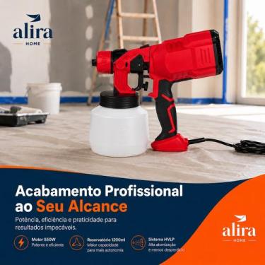 Imagem de Pistola de Pintura HVLP Pulverizadora de Tinta 550W Profissional Alira
