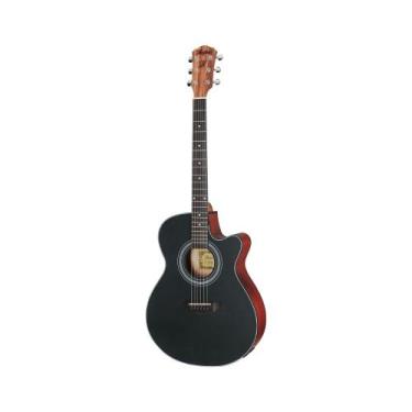Imagem de Violão Mini Jumbo Elétrico Hofma Preto Aço HMF248B