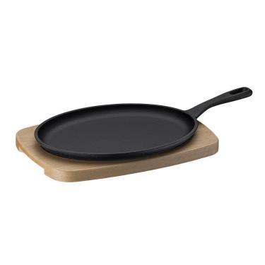 Imagem de Chapa Oval Fargo Ferro Fundido com Tábua Preto Tramontina 0,42L