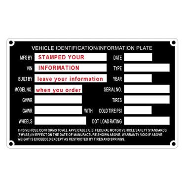 Imagem de Pre-Engraved Stamped Trailer Truck ID/Data Plate - Custom Engraving of VIN, MFG & DOT info IncludedF