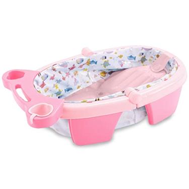 Imagem de MaxiBaby Banheira de Bebê Inflável e Portátil AirPlus, Dobrável, capacidade 36 litros, Base Antiderrapante e Bandeja Removível (Até 18kgs), Rosa