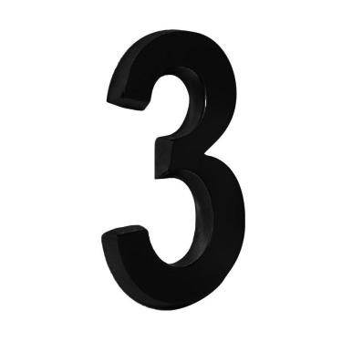 Imagem de Número Residencial 3D "3" Plástico ABS Preto Metalcromo