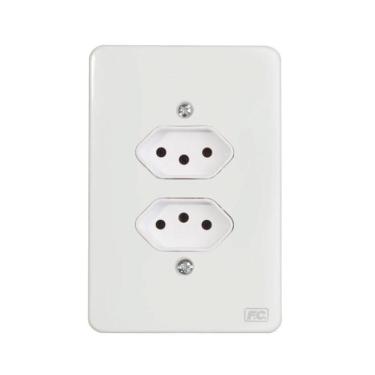 Imagem de Tomada Dupla 2P+T 10A C/ Placa Espelho Branco Homelink