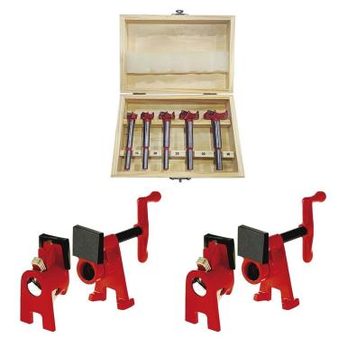 Imagem de Kit 2 Pipe Clamp + Kit Com 5 Broca Forstner de Vídea -CHARBS