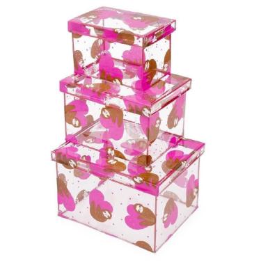 Imagem de Kit 3 Caixas preguiça transparente Ludi