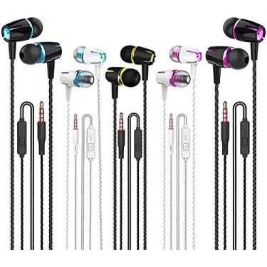 Imagem de Kamon Pacote com 5 fones de ouvido com controle remoto e microfone, fones de ouvido estéreo com fio intra-auriculares para iPhone, Android, Smartphones, iPod, iPad, MP3, serve para todas as interface de 3,5 mm (#1)