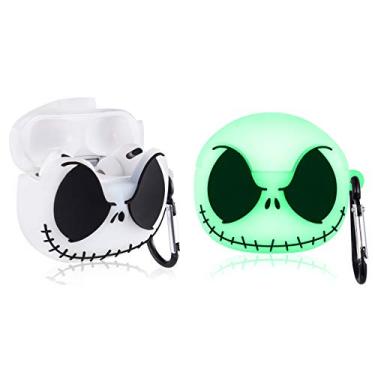 Imagem de Jowhep Capa para AirPod Pro 2019/Pro 2 Geração 2022 Desenhos Animados Bonito Capa de Silicone com Chaveiro Moda Engraçado Pele Macia para Air Pods Pro Meninas Meninos Crianças Capas Shell para AirPods Pro Luminoso Crânio