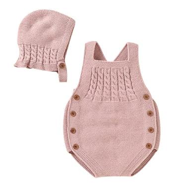 Imagem de Macaquinho de malha de algodão para bebês recém-nascidos sem mangas menino menina suéter roupas de moletom infantil (rosa, 0-3 meses)