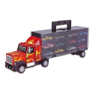 Imagem de Carreta C/12 Carrinhos Infantil Caminhão Cegonha Criança