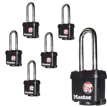 Imagem de Cadeado Master Lock chaveado similar com revestimento termoplástico - Modelo # 311KALHMaster Lock 6 Pack