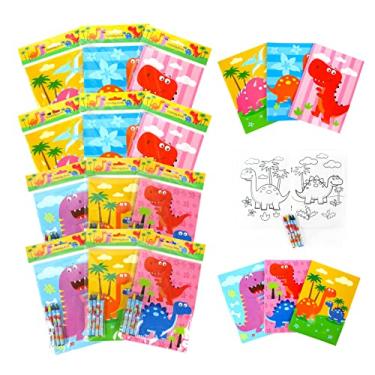 Imagem de Dinossauros Livro de colorir com giz de cera Conjunto de 12 lembranças de festa