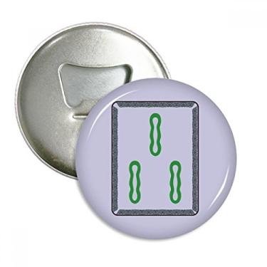 Imagem de Mahjong Bamboo Bar 3 azulejos, padrão abridor de garrafas, ímã de geladeira, emblema multifuncional