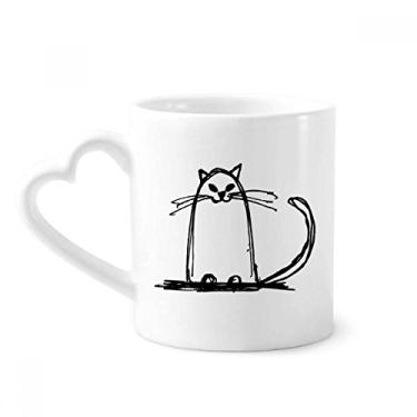 Imagem de Caneca Curly Cat Smile Sit Line de café cerâmica copo de coração de vidro