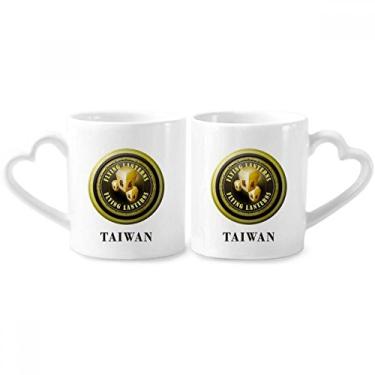 Imagem de Conjunto de canecas de porcelana para casal, lanternas voadoras, com logotipo Taiwan