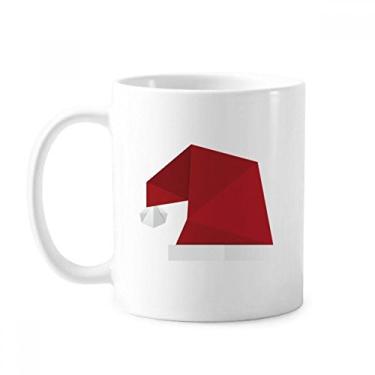 Imagem de Chapéu de Natal abstrato com estampa de origami, caneca de cerâmica para café, xícara de porcelana