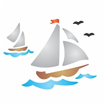 Imagem de Stencil de Acetato para Pintura OPA 10 x 10 cm - 140 Barco a Vela