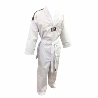 Imagem de Dobok Olimpic A4 Kimono Taekwondo Adulto Sungjá Branco Gola Branca Can