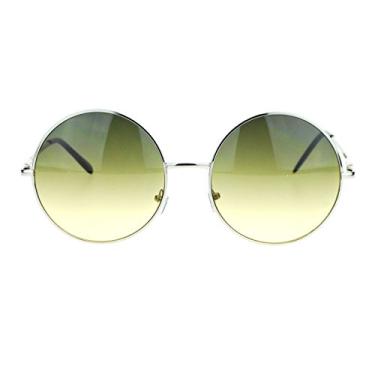 Imagem de Óculos de sol Hippie retrô gradiente gradiente grande círculo lentes redondas de lenço, Verde, One Size