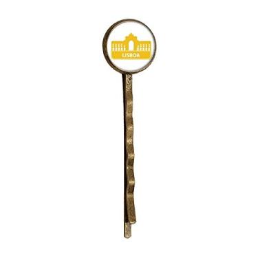 Imagem de Lisboa Portugal Amarelo Landmark Retro Metal Hair Bobby Pin Headwear