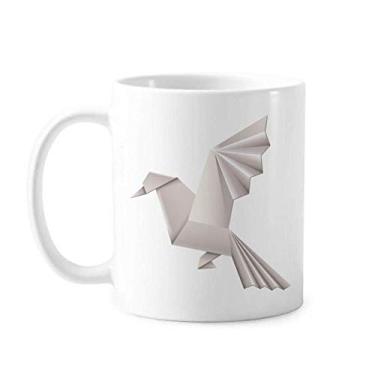 Imagem de Caneca de cerâmica Origami abstrata padrão de pombo geométrico cerâmica café porcelana talheres