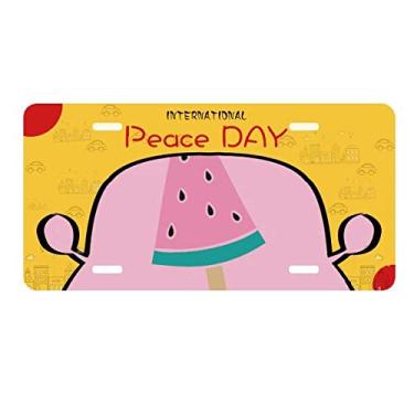 Imagem de DIYthinker Placa de licença de picolé rosa melancia sorvete doce placa etiqueta decoração de carro dia da paz
