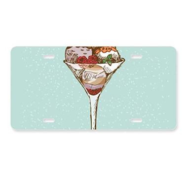 Imagem de DIYthinker Etiqueta de aço inoxidável para decoração de placa de licença de sorvete com flor de folhas