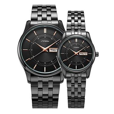 Imagem de Relógio de Pulso Sinobi Relógio de Pulso Casal Conjunto Elegante Aço Inoxidável À Prova D'agua (C3)