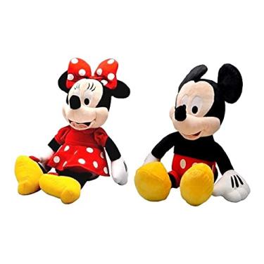 Imagem de Pelúcia Casal Boneco do Mickey e Boneca da Minnie 45cm Fala em Português