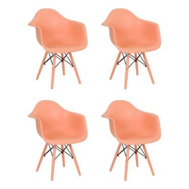 Imagem de Kit 4 Cadeiras Color De Jantar Eiffel Eames Braço Melão - Sf. Home