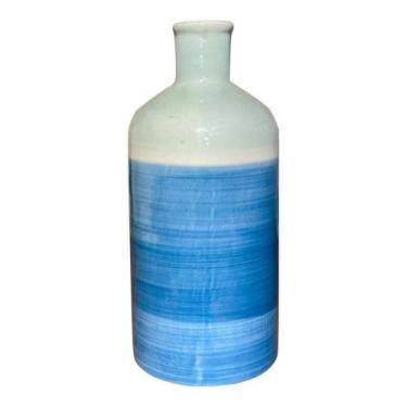 Imagem de Vaso De Ceramica Azul E Branco Btc