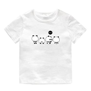 Imagem de Camisetas infantis para meninos e meninas verão manga curta com estampa de panda desenhos animados tops outwear moda bonita camisas e tops para meninas (branco, 2-3 anos)