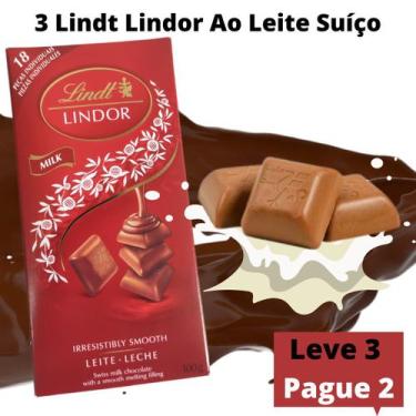 Imagem de Chocolate Lindt  Lindor Swiss Milk 100G Kit Com 3 Unidades