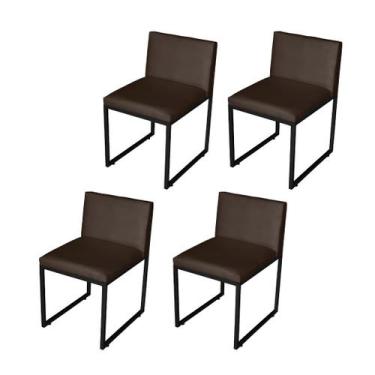 Imagem de Kit 4 Cadeiras De Jantar Metálica Preto Com Suede Vittar - Móveis Mafe