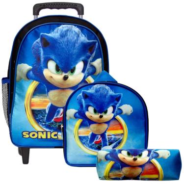 Mochila Escolar Infantil Meninos Super Sonic o Ouriço Azul e Seus