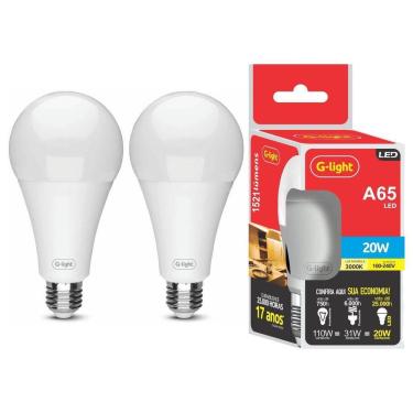 Imagem de Kit 2 Lampada Led 20W Branco Quente 3000K Luz Amarela Alta