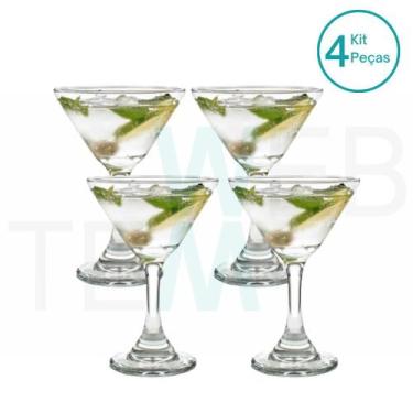 Imagem de Jogo De 4 Taças De Martini De Vidro 274ml Para Drinks Ou Sobremesas Re