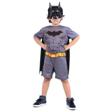 Imagem de Fantasia Batman Infantil Cinza Curta Licenciada Sulamericana 910270 -