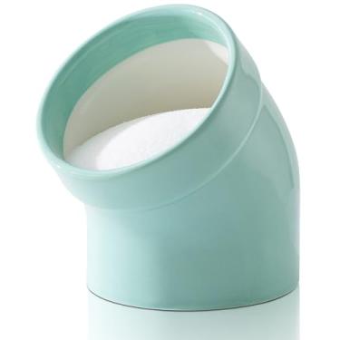 Imagem de TreaHome Saleiro, porco de sal de cerâmica moderna, recipientes de sal para bancada, recipiente de açúcar, pote de açúcar, fácil acesso, lavável na lava-louças (verde menta)