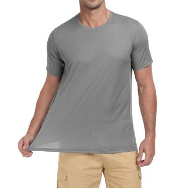 Imagem de QIVICIMA Camiseta masculina de treino de manga curta, atlética, ajuste seco, malha respirável, camiseta de corrida, Cinza, GG