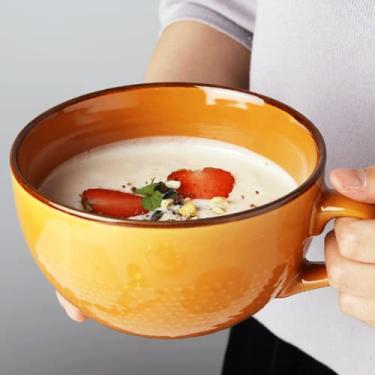 Imagem de Disoza Caneca De Sopa Disoza Com Pegas Chávena Café Grande 24 Onças Cerâmica Canecas Gigantes Taça Porcelana 700 Ml Chá Xxl Taças Cereais Sopas Ramen Salada Chávenas Cappuccino