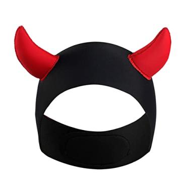 Imagem de Faixa de cabeça de mergulho com chifres de diabo para mulheres e crianças, capuz de neoprene de 2 mm - mantém a água fora - segura os tampões de ouvido - protetores de ouvido seguros para mergulho,