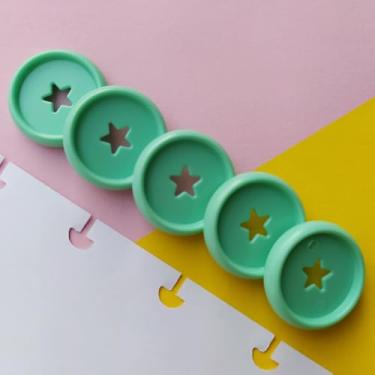 Imagem de Kit 12 Discos M 24mm de Caderno Infinito Sistema Inteligente Amor Infinito Cadernos - Estrela (Verde Água)