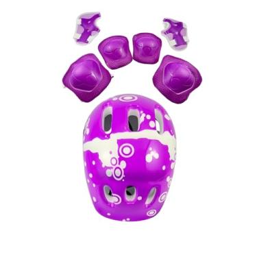 Imagem de Kit Proteção Infantil Capacete Joelheira Cotoveleira para Meninas Rosa (Roxo)